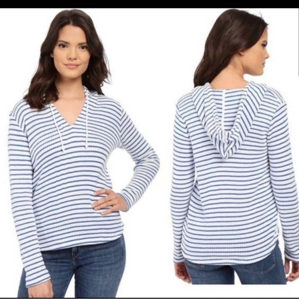 Splendid Blue and White Striped Hooded Pullover-Size XS